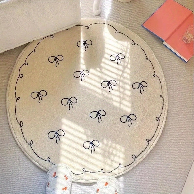 Elegant Chinoiserie Bow Knot Polyester Bath Mat for Casual and Stylish Bathroom Decor|Home & Bath Accessories