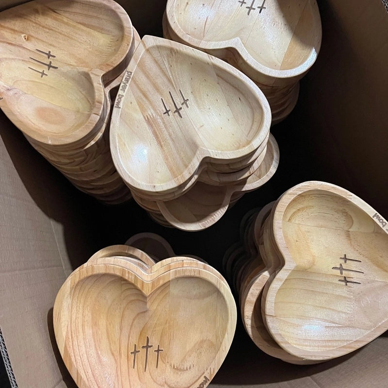 Wooden Heart Cross Prayer Bowl Decorative Ornament|Home Decor Accessories