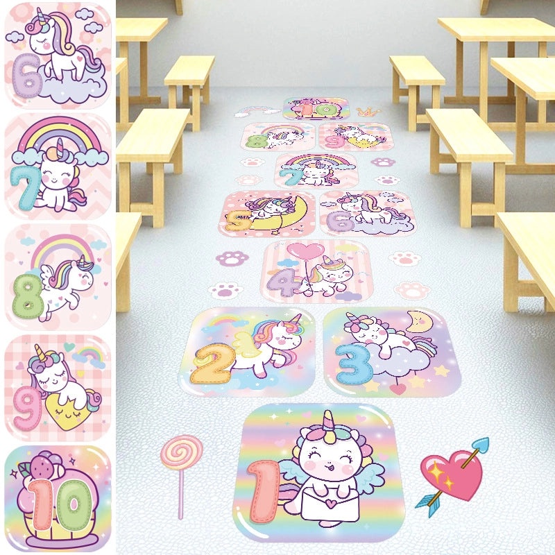 Adorable Cartoon Hopscotch Wall Decal for Kids' Bedroom | Kids Room Decor