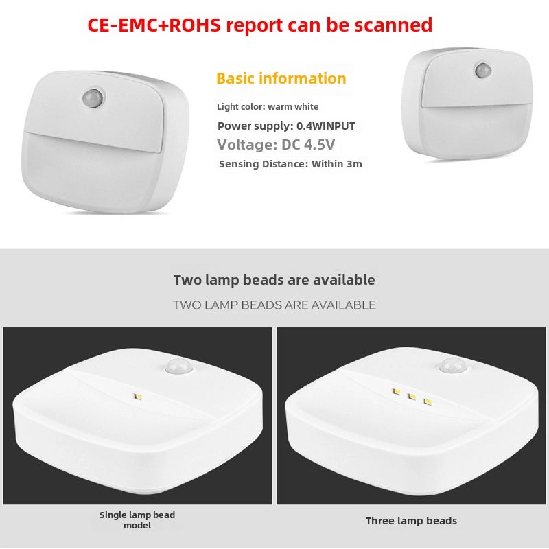 Mini Human Body Sensor Night Light LED Rechargeable Eye Protection Smart Dormitory Lamp|Home Lighting