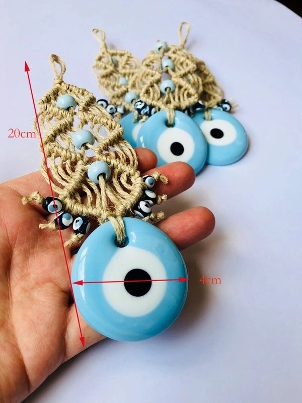 Devil's Eye Pendant with Glass and Linen Thread Ethnic Style|Ethnic Jewelry
