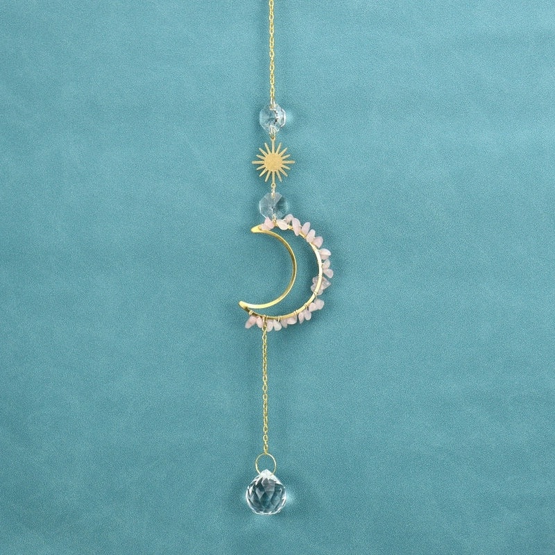 Moon Agate Chinoiserie Style Plated Pendant Necklace|Jewelry & Accessories