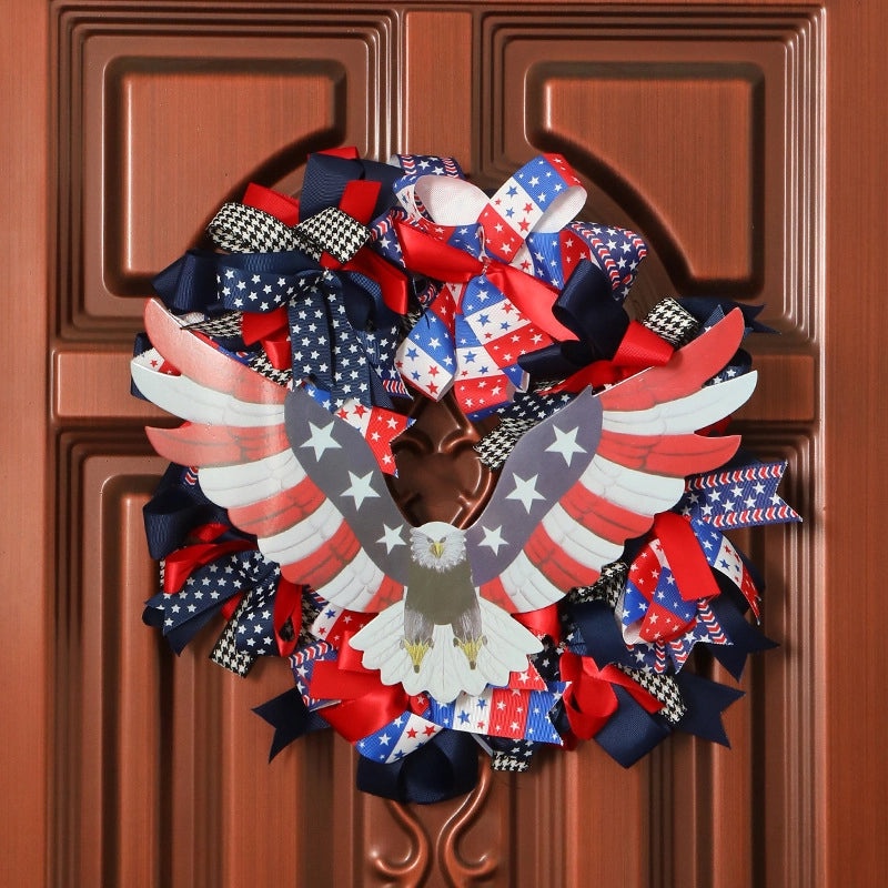 American Eagle Wreath Home Decor Door Hanging Patriotic US Flag Pendant for Independence Day|Home Décor & Seasonal Decorations
