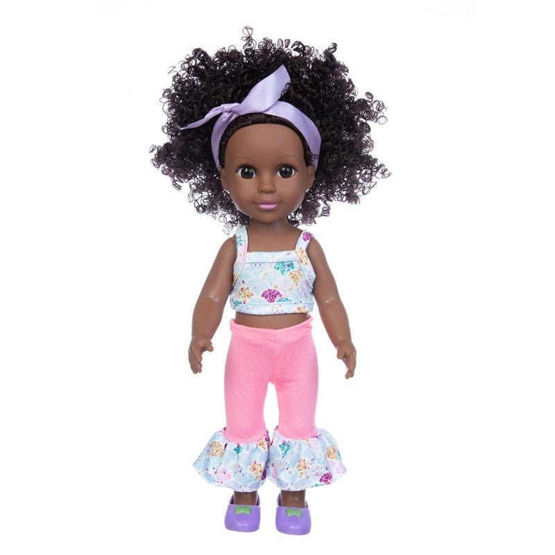 35cm Soft Rubber African Black Doll for Kids | Children's Toys