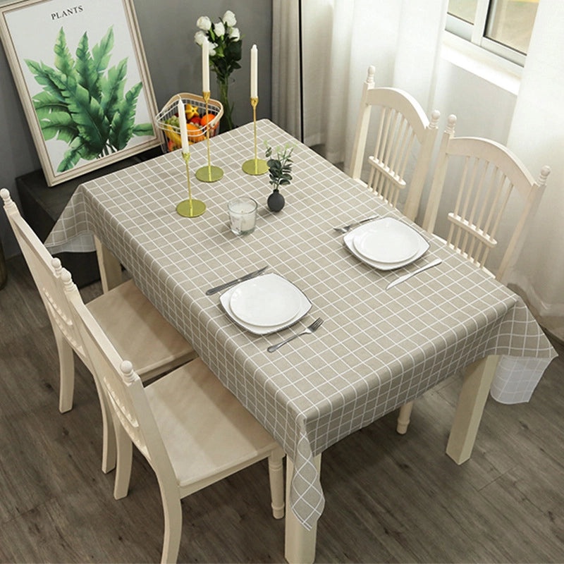 Modern Nordic PVC Tablecloth, Waterproof Oil-proof, Anti-scalding, Disposable Plaid Design|Home & Kitchen Textiles