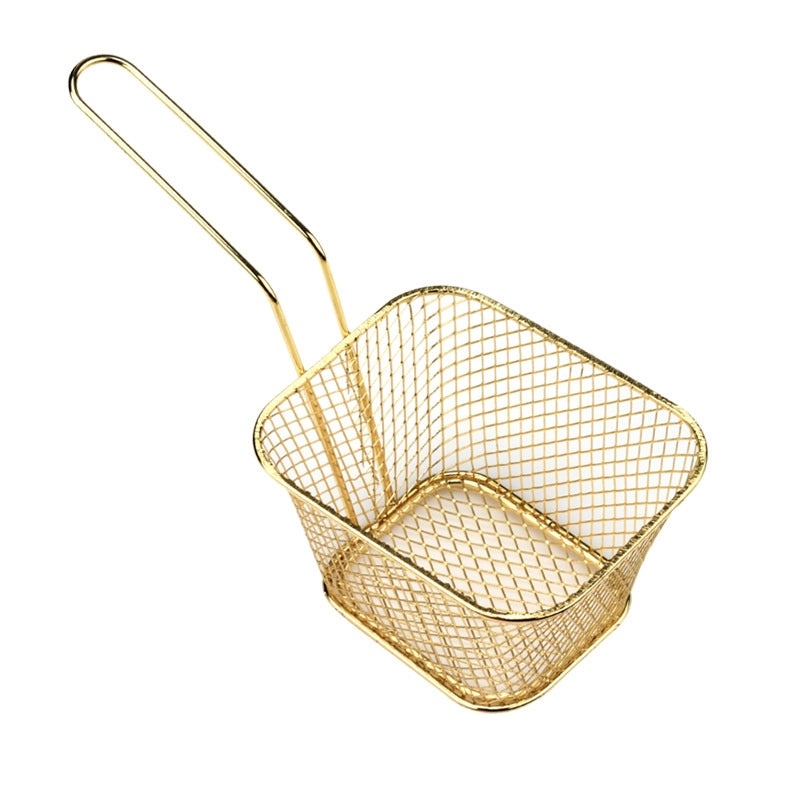 Mini Stainless Steel Square Fry Basket Mesh Sieve for French Fries | Kitchenware & Food Serving Accessories