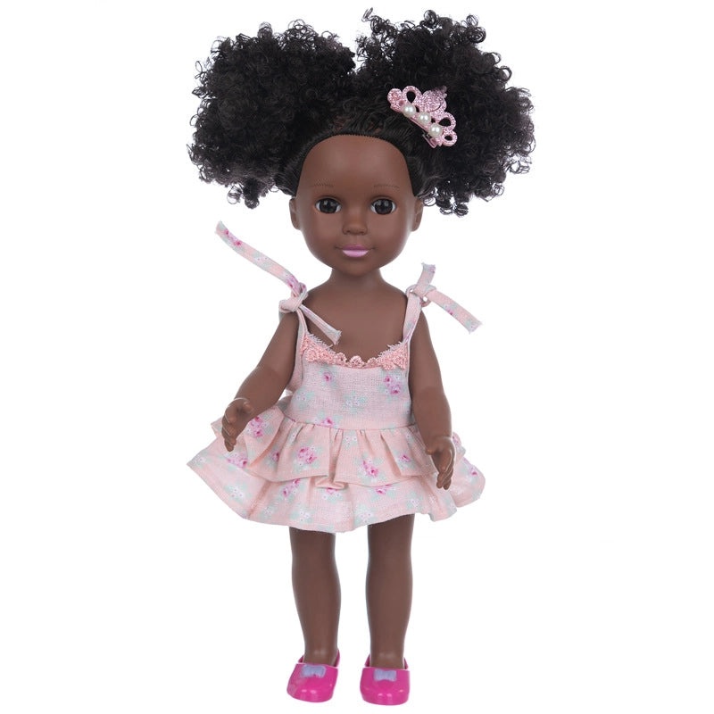 35cm Soft Rubber African Black Doll for Kids | Children's Toys