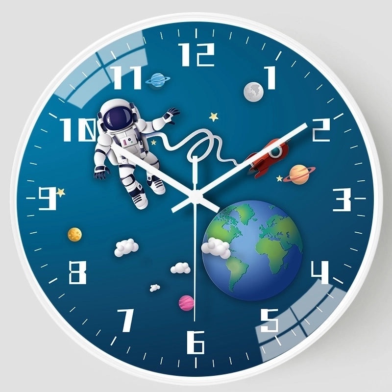 Adorable Round Astronaut Clock with Plastic Glass Face | Home Decor Clocks