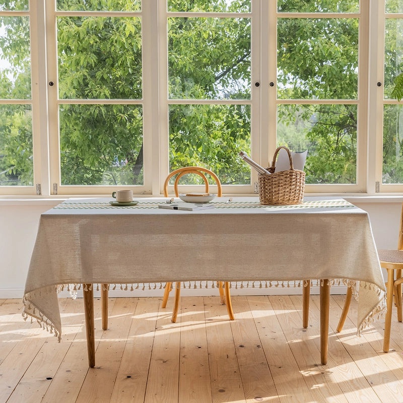 Embroidered Floral Fabric Tablecloth for Dining Table Round & Rectangular Artistic Design|Home Decor/Table Linens