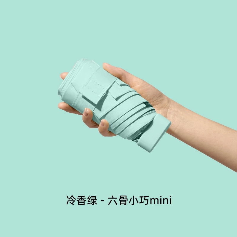 Compact Five-Fold UV Sunscreen Mini Umbrella for Women | Sun Protection & Rain Use | Portable Thickened Flat Umbrella | Women's Accessories