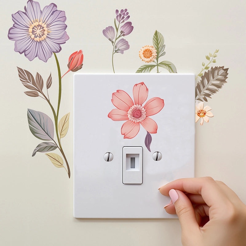 Pastoral Floral PVC Wall Switch Sticker Decorative Wall Art | Home Decor & Wall Stickers