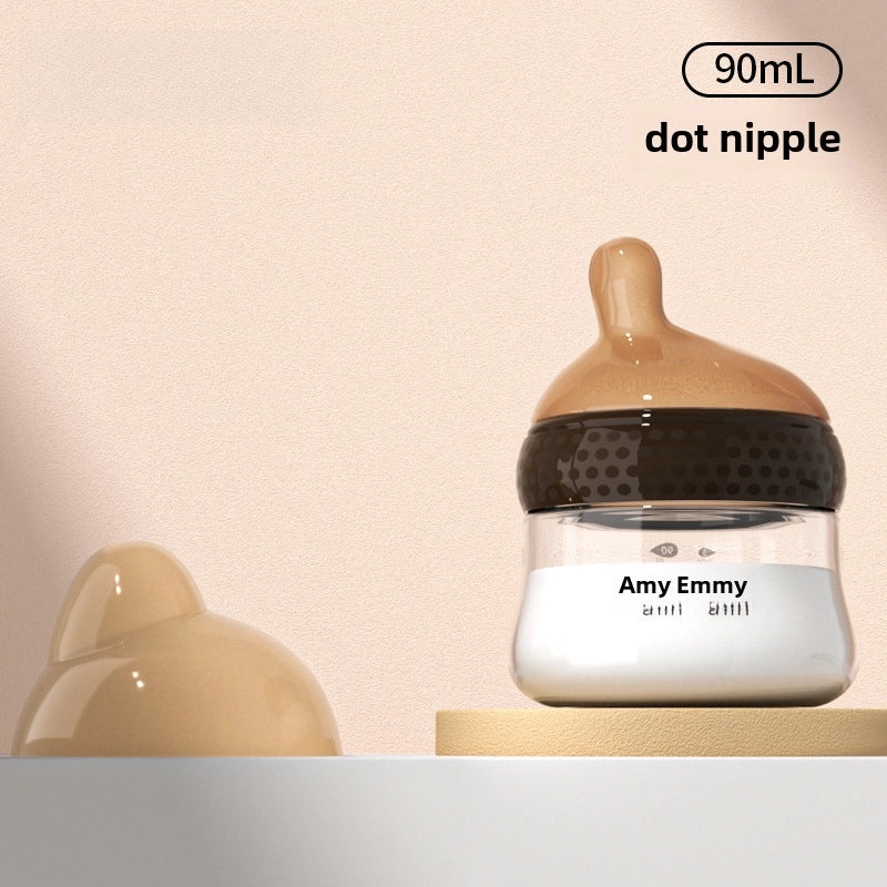 Amy Amy Newborn Glass Baby Feeding Bottle High Temp Resistant Anti-Colic Wide Neck Imitation Breastfeeding Bottle|Baby Feeding Bottles