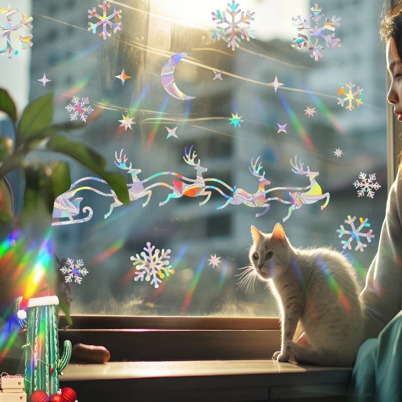 Christmas PVC Glass Window Decals Snowflake Tree Holiday Decor