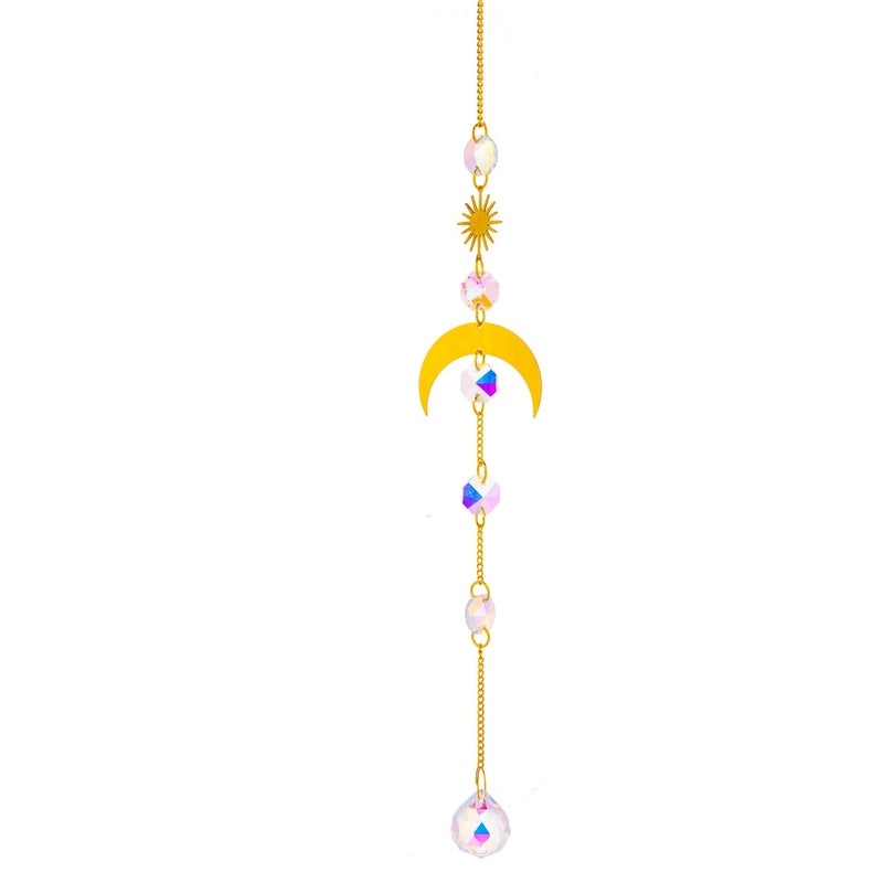 Minimalist Sun and Moon Crystal Suncatcher Wind Chime for Home Decor | Home Decor & Wall Art