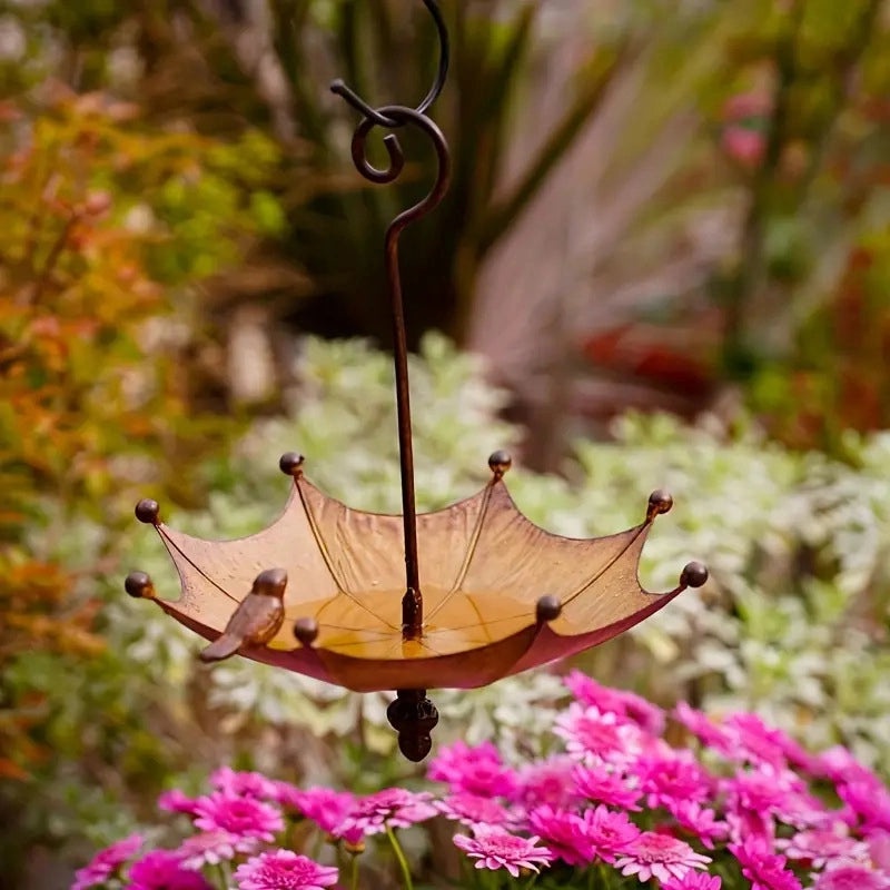 Outdoor Classic Metal Bird Feeder Minimalist Umbrella Garden Decor