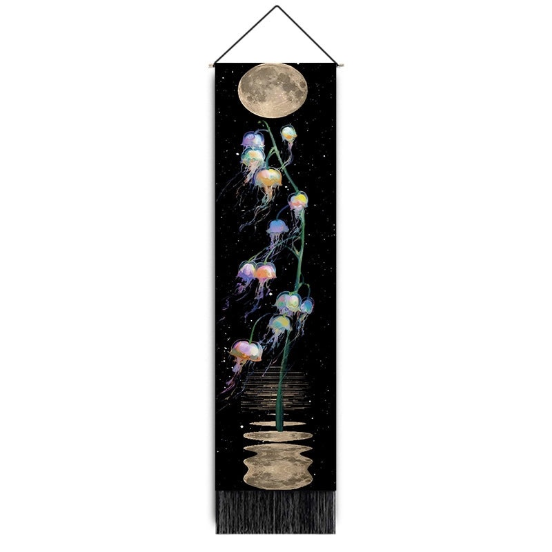 Nordic Moon Jellyfish Cotton Linen Wall Hanging Tapestry|Home Decor & Wall Art