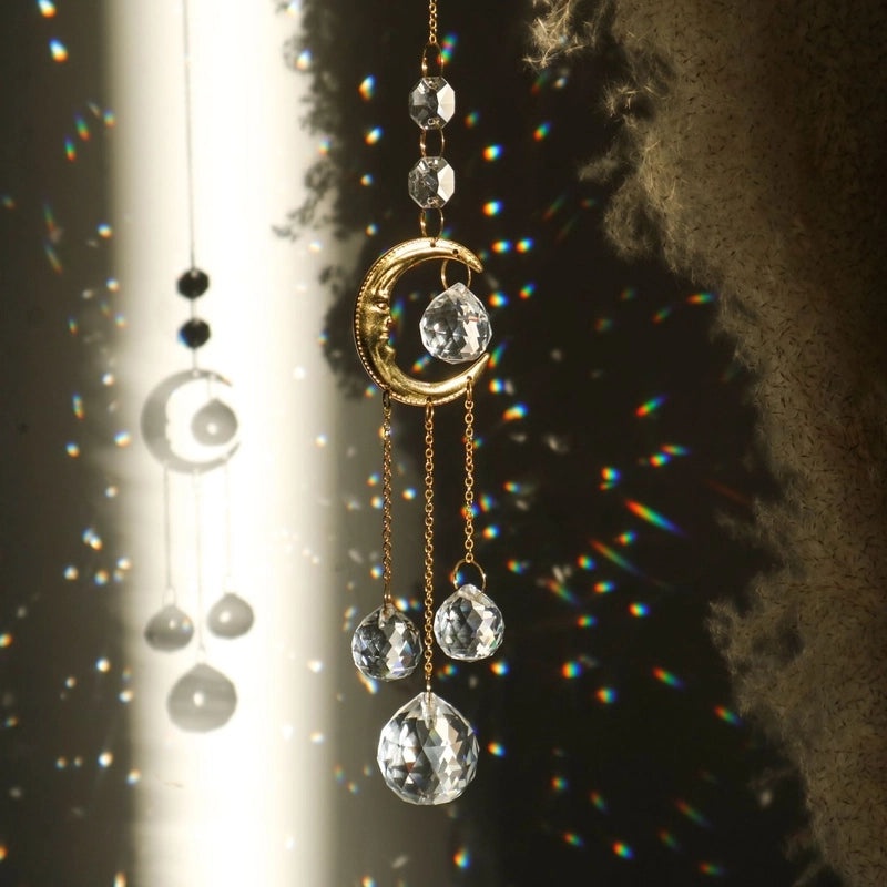 Elegant Moon and Water Droplets Crystal Pendant | Women's Jewelry Accessories