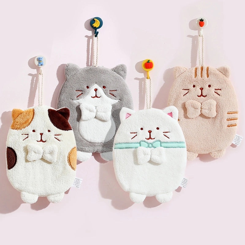 Cute Kitten Hand Towel Quick-Drying Lint-Free Absorbent Kitchen Rag Household Children's Towel | Home & Kitchen Textiles