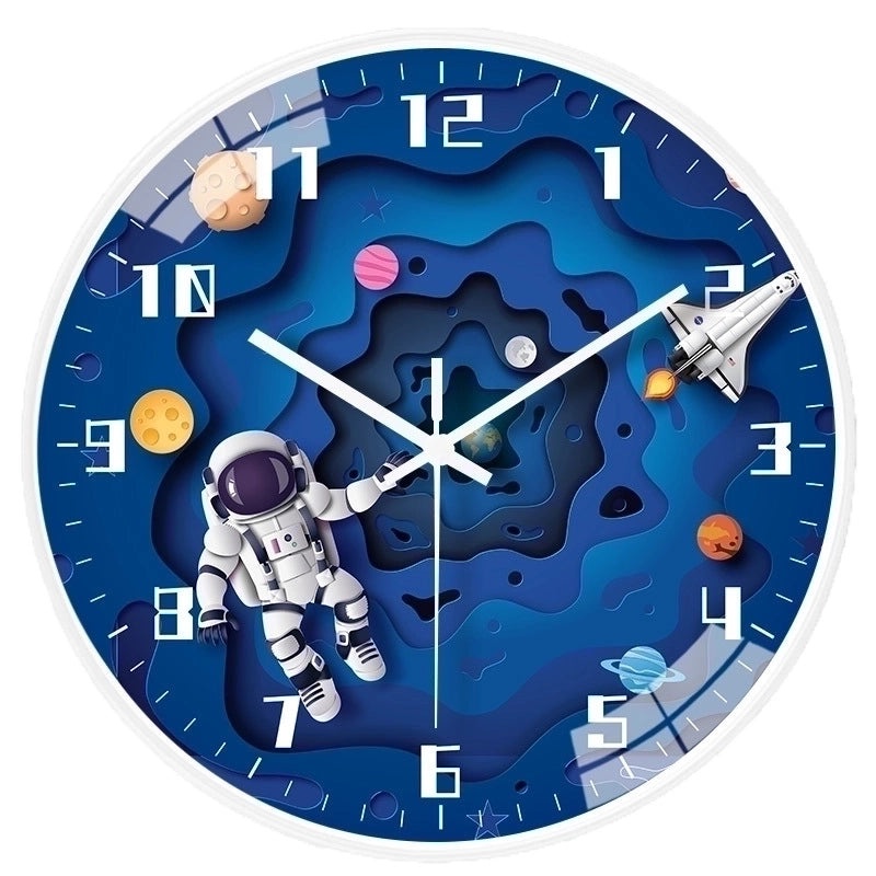 Adorable Round Astronaut Clock with Plastic Glass Face | Home Decor Clocks