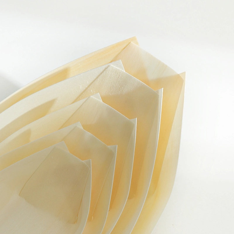 一次性木质寿司船餐盒 创意木质餐具 便携零食盘 刺身托盘 | 餐具与餐盒