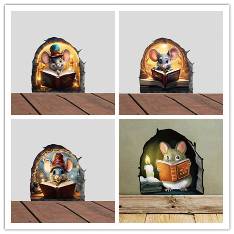 Cute Cartoon Mouse Self-Adhesive Wall Decals for Bedroom Living Room Stairs Corners|Home Decor Wall Stickers