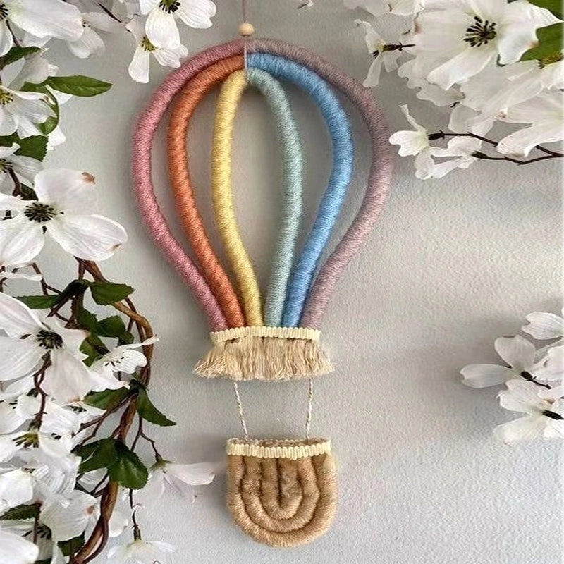 Nordic Style Kids Room Wall Decor Woven Hot Air Balloon and Rainbow Hanging Pendant|Home Decor