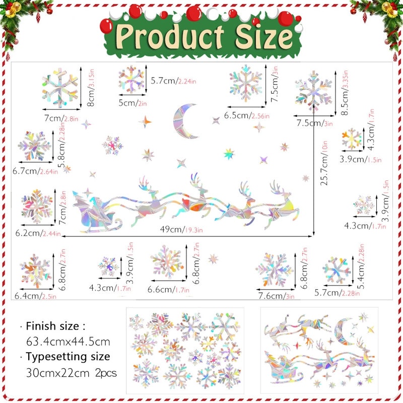 Christmas PVC Glass Window Decals Snowflake Tree Holiday Decor