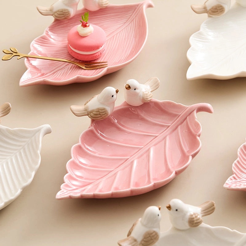 Ceramic Bird Jewelry Tray Cute Dim Sum Plate Creative Storage Rack Soap Dish Light Luxury Organizer|Jewelry Storage & Organization