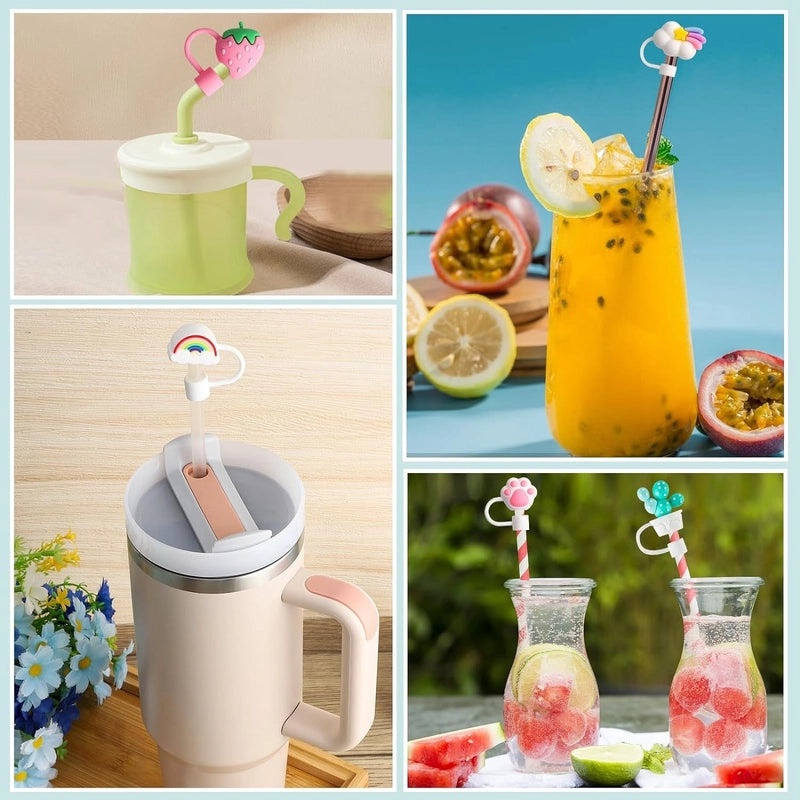 Women's Silicone Straw Covers Daily Drinkware Flower Star Strawberry