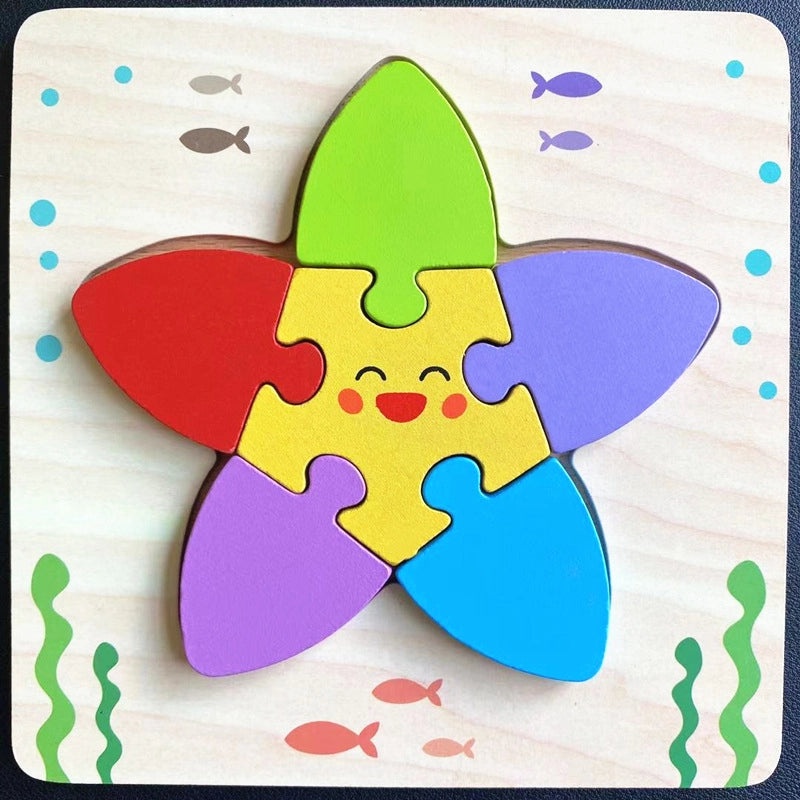 Wooden 3D Animal Puzzle for Kids Early Learning Handheld Board Cartoon Educational Toy | Educational Toys & Games