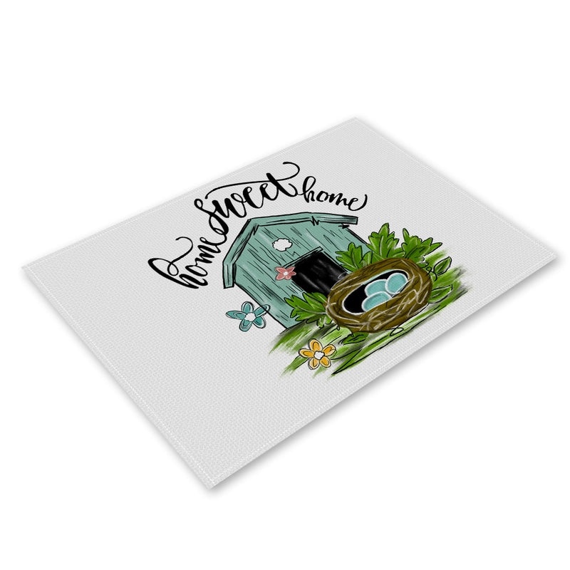 Adorable Rabbit and Heart Letter Linen Placemat for Dining Table Decor|Home Decor and Kitchen Accessories