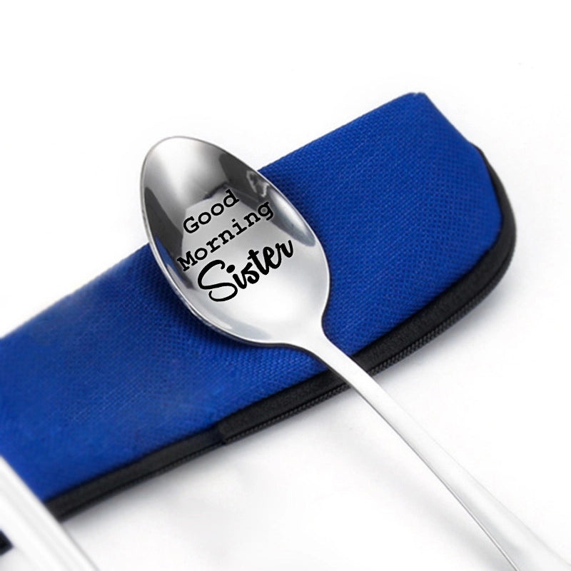 Trendy Engraved Stainless Steel Spoon|Kitchen Utensils & Dining Accessories