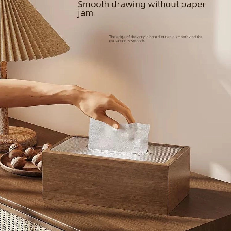 Walnut Wooden Tissue Box Holder for Living Room Bedroom Office | Home Decor Storage Accessories