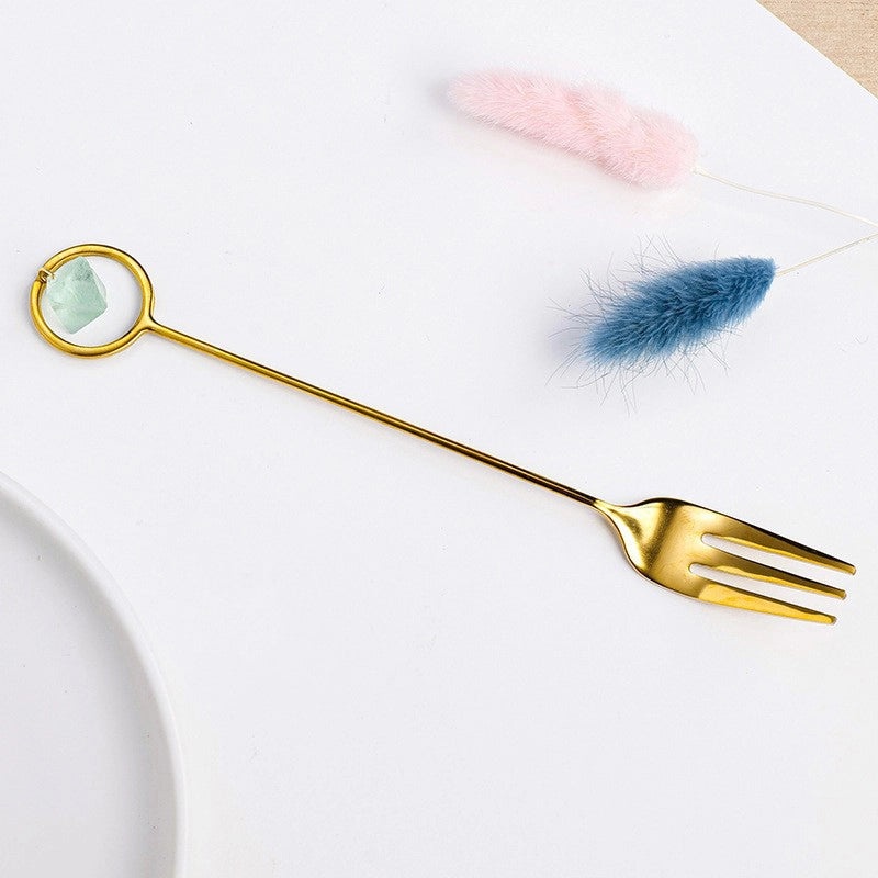 Natural Amethyst Flower Copper Spoon with Long Handle | Home Decor & Kitchen Accessories