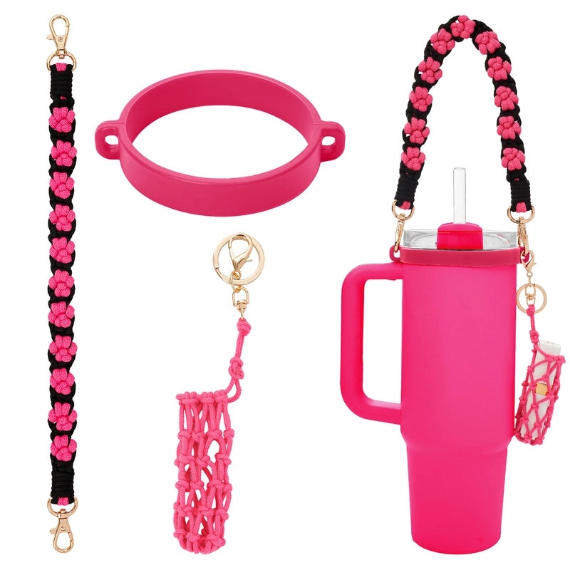 Floral Cotton Rope Silicone Cup Sleeves for Casual Use|Drinkware Accessories