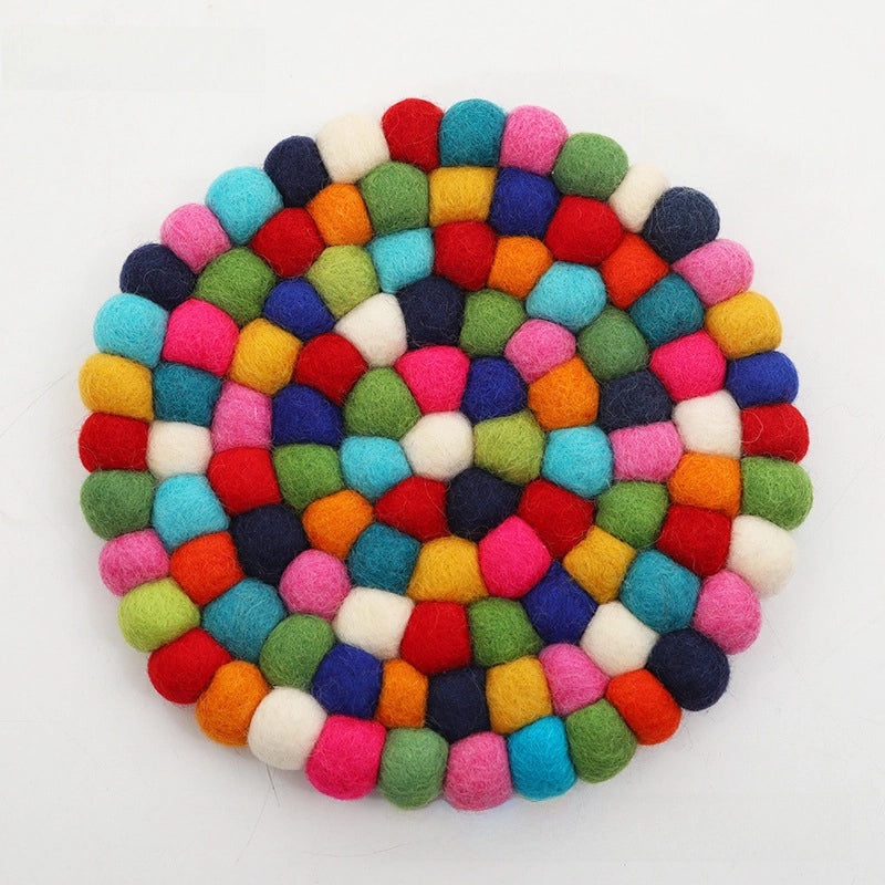 Nibo Braided Wool Felt Ball Coaster for Buddha Sound Bowl Yoga Cushion | Yoga Accessories