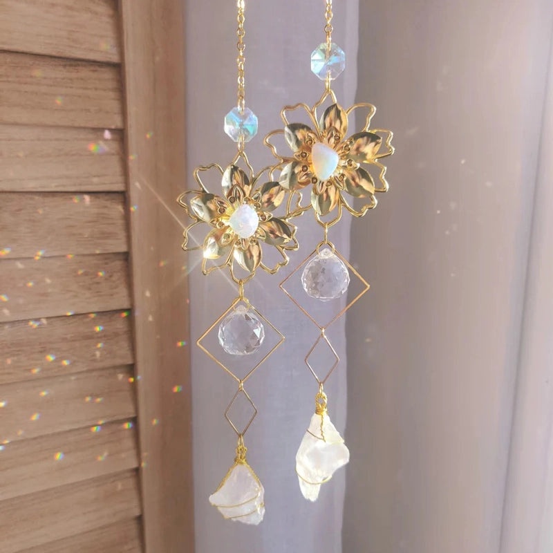 Handcrafted Floral Crystal Suncatcher for Wall Decor|Home Decor