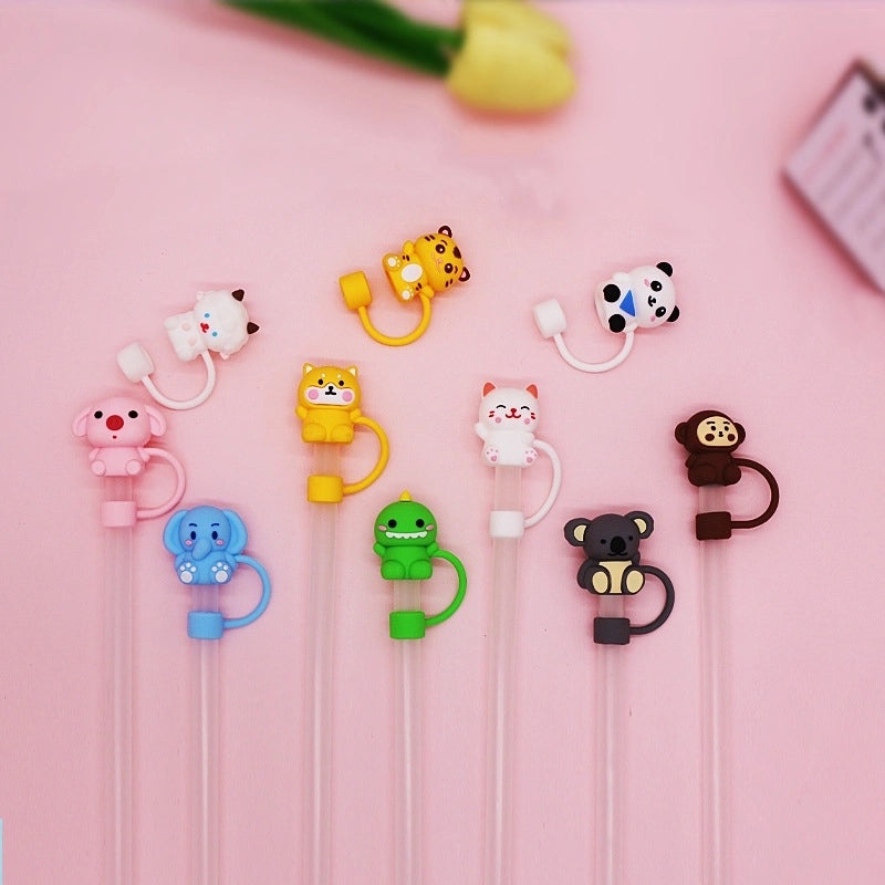 Silicone Animal Straw Cap Cover - Cute Casual Decorative Drink Accessory | Drinkware Accessories