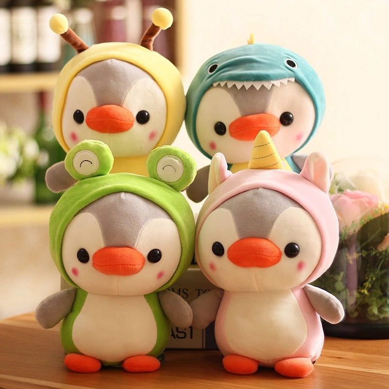 Cute Penguin Plush Toy with Dinosaur Frog Transformation and Trumpet Grab | Plush Toys