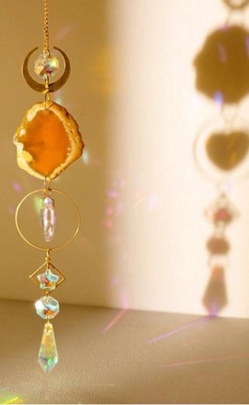 Elegant Agate Water Droplet Suncatcher Wind Chime | Home Decor & Wall Art