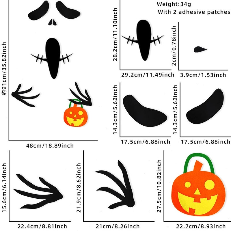 Halloween Pumpkin Spider Web Felt Door Sticker Minimalist Holiday Party Decor|Home Decor