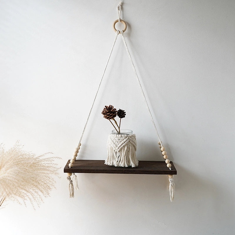 Bohemian Handwoven Cotton Rope Wall Hanging Shelf Storage Rack for Home Decor|Home Decor