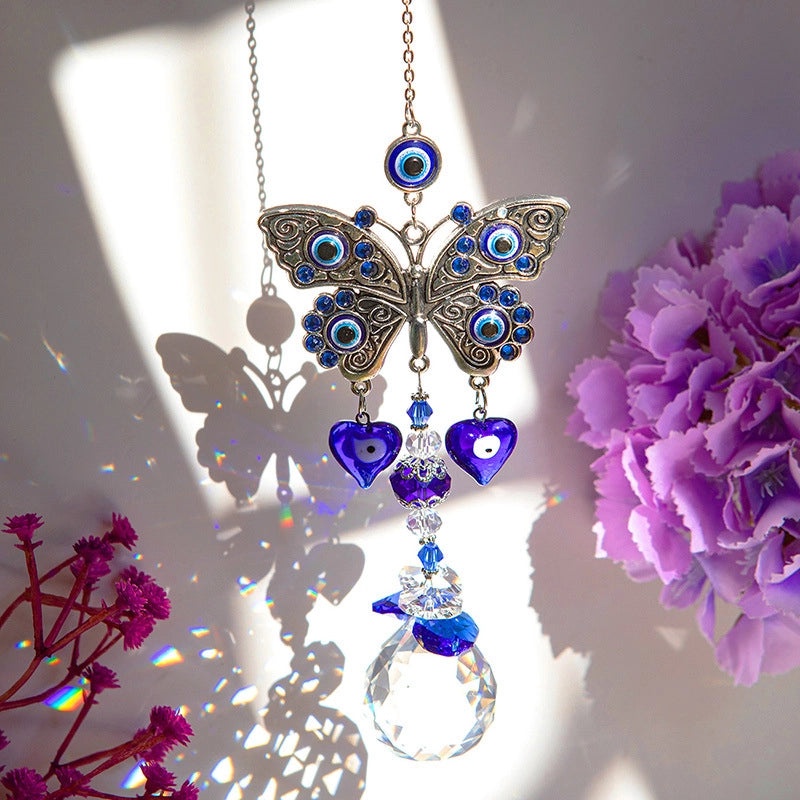 Elegant Devil's Eye Butterfly Crystal Suncatcher Wind Chime Wall Decor|Home Decor