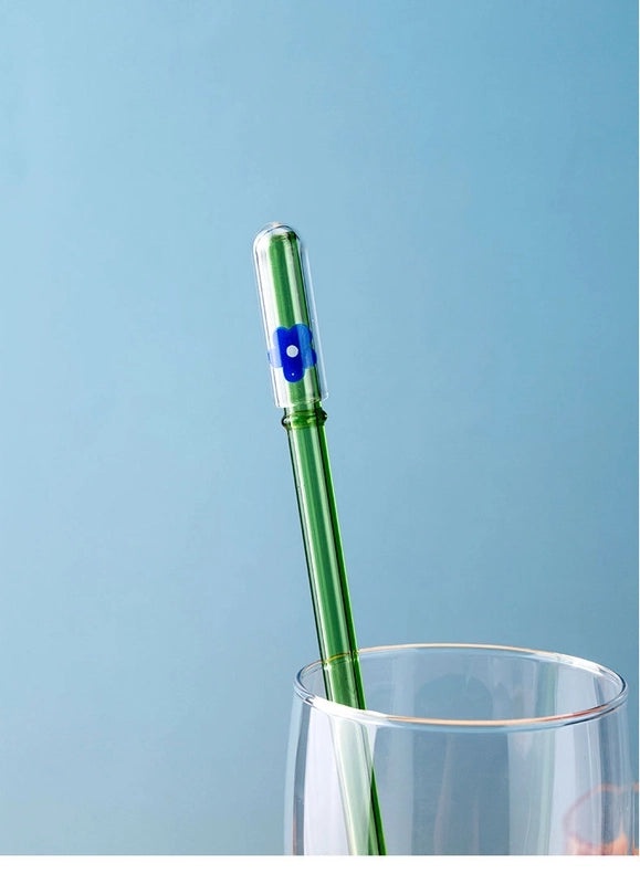 Adorable Animal and Fruit Borosilicate Glass Straw with Decorative Cap | Drinkware Accessories
