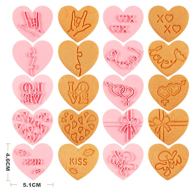 Valentine's Day Heart-Shaped Plastic Bakeware Set 10 Pieces | Kitchen & Dining