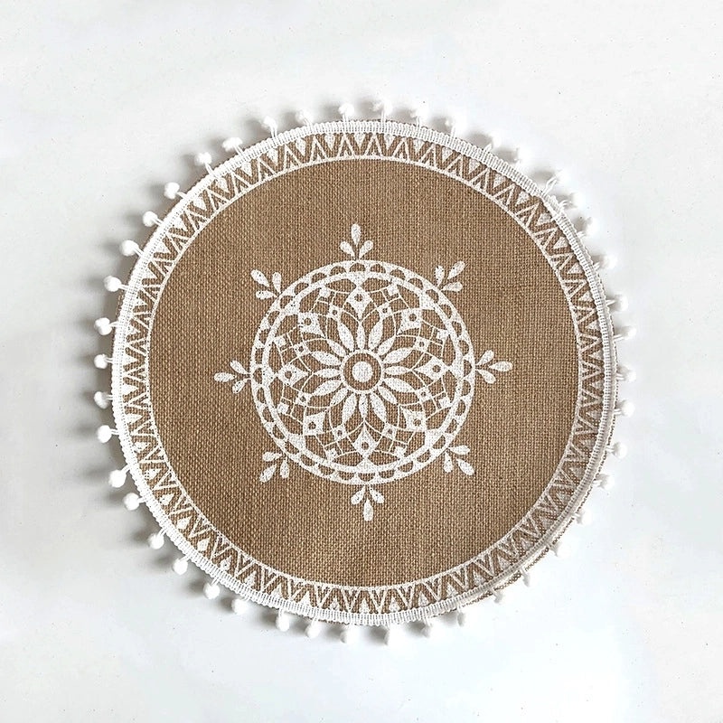 Vintage Floral Jute Placemat for Dining Table|Home & Living Tableware
