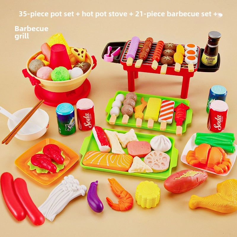 儿童厨房玩具海鲜水果蔬菜烧烤火锅仿真食品套装|儿童玩具