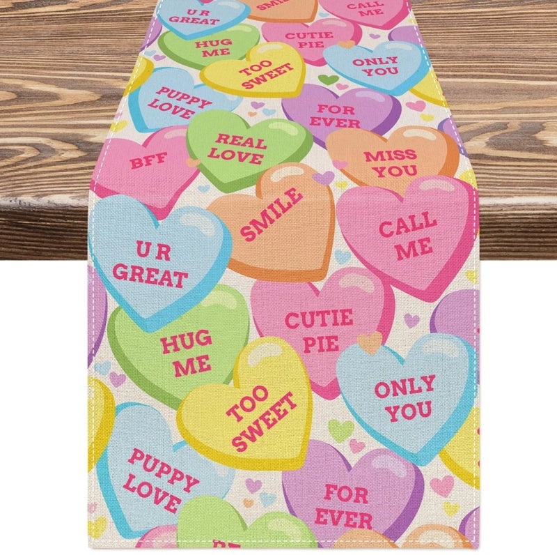 Valentine's Day Elegant Minimalist Heart Letter Polyester Tablecloth | Home Decor