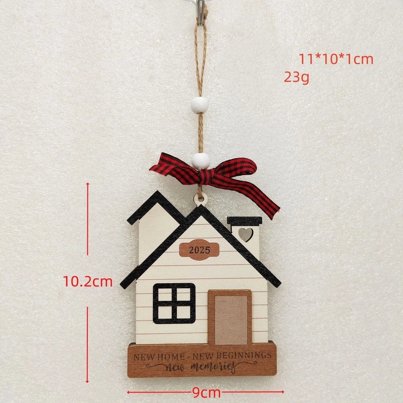 Christmas Wooden Letter House Bow Knot Hanging Ornaments for Indoor Holiday Party Decorations|Home Decor