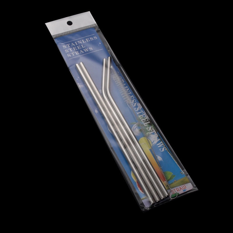Stainless Steel Reusable Straw Set with Colorful Paper Card, Straight and Curved for Coffee, Milk Tea, Beverage | Drinkware & Bar Accessories